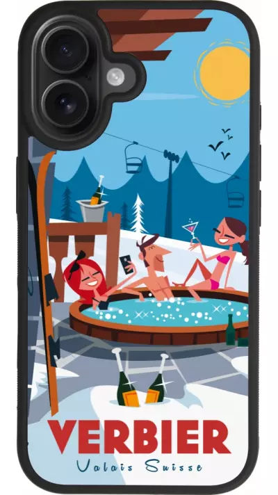 Coque iPhone 17 - Silicone rigide noir Verbier Mountain Jacuzzi Coque iPhone 17 - Silicone rigide noir Verbier Mountain Jacuzzi