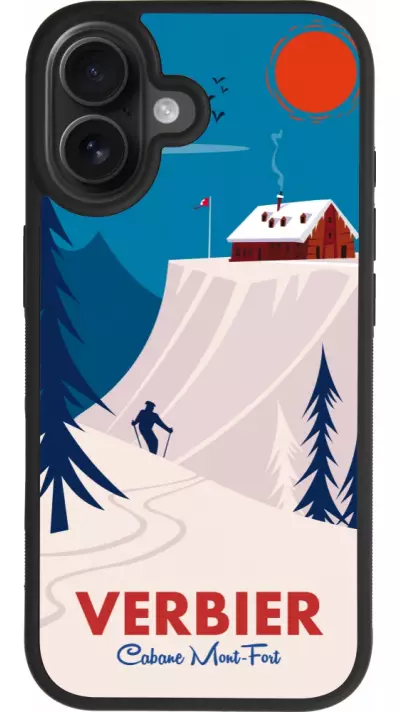 Coque iPhone 17 - Silicone rigide noir Verbier Cabane Mont-Fort Coque iPhone 17 - Silicone rigide noir Verbier Cabane Mont-Fort