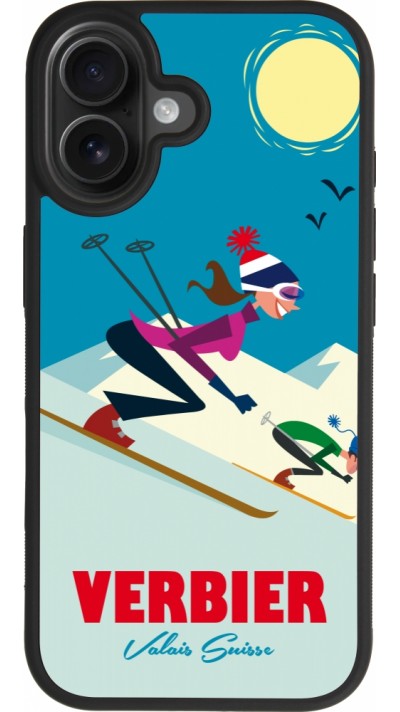 Coque iPhone 17 - Silicone rigide noir Verbier Ski Downhill