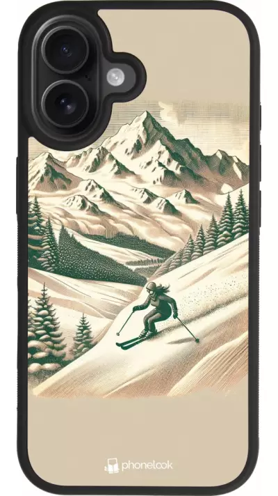 Coque iPhone 17 - Silicone rigide noir Vintage Ski Mountain Coque iPhone 17 - Silicone rigide noir Vintage Ski Mountain