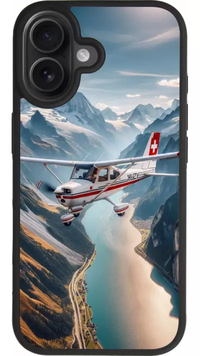 Coque iPhone 17 - Silicone rigide noir Vol Alpin Suisse Coque iPhone 17 - Silicone rigide noir Vol Alpin Suisse