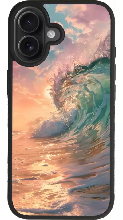 Coque iPhone 17 - Silicone rigide noir Wave Sunset Coque iPhone 17 - Silicone rigide noir Wave Sunset
