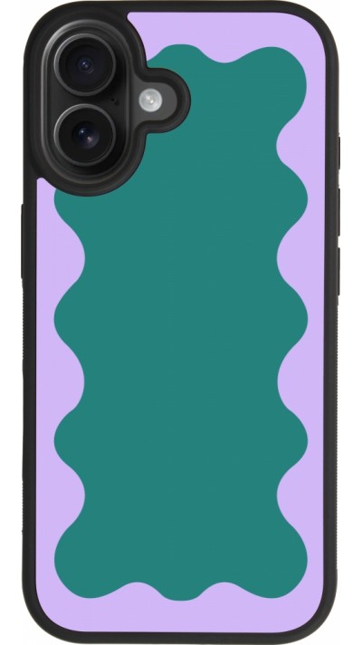Coque iPhone 17 - Silicone rigide noir Wavy Rectangle Green Purple