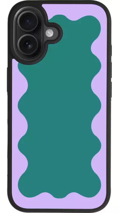 Coque iPhone 17 - Silicone rigide noir Wavy Rectangle Green Purple Coque iPhone 17 - Silicone rigide noir Wavy Rectangle Green Purple