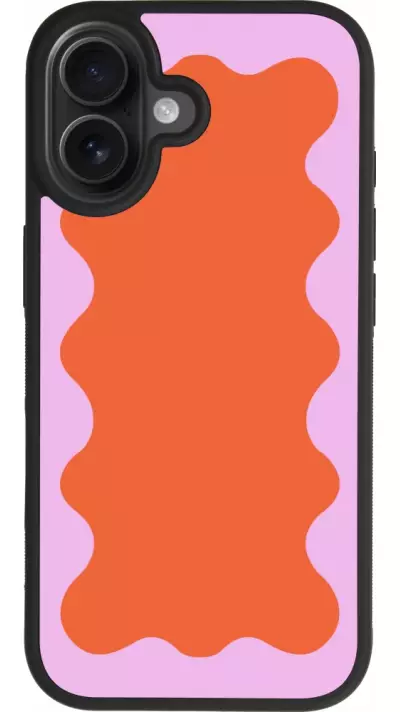 Coque iPhone 17 - Silicone rigide noir Wavy Rectangle Orange Pink Coque iPhone 17 - Silicone rigide noir Wavy Rectangle Orange Pink