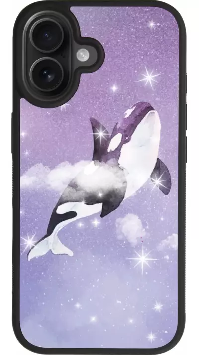 Coque iPhone 17 - Silicone rigide noir Whale in sparking stars Coque iPhone 17 - Silicone rigide noir Whale in sparking stars