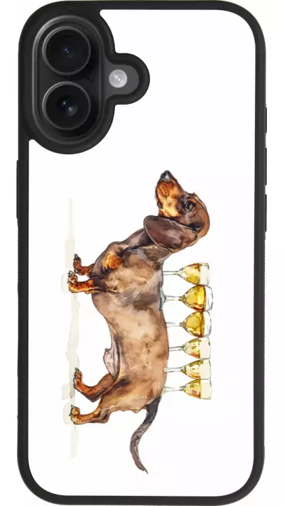 Coque iPhone 17 - Silicone rigide noir Wine Teckel Coque iPhone 17 - Silicone rigide noir Wine Teckel