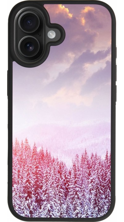 Coque iPhone 17 - Silicone rigide noir Winter 22 Pink Forest