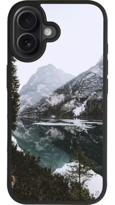 Coque iPhone 17 - Silicone rigide noir Winter 22 snowy mountain and lake Coque iPhone 17 - Silicone rigide noir Winter 22 snowy mountain and lake