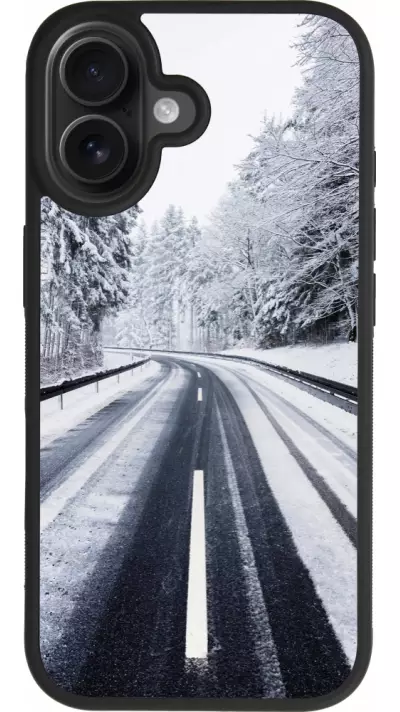 Coque iPhone 17 - Silicone rigide noir Winter 22 Snowy Road Coque iPhone 17 - Silicone rigide noir Winter 22 Snowy Road