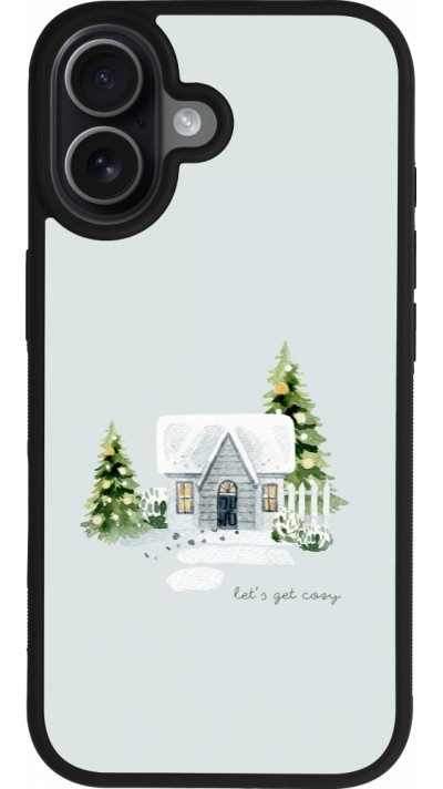 Coque iPhone 17 - Silicone rigide noir Winter 25 Cosy House