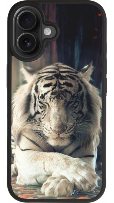Coque iPhone 17 - Silicone rigide noir Zen Tiger