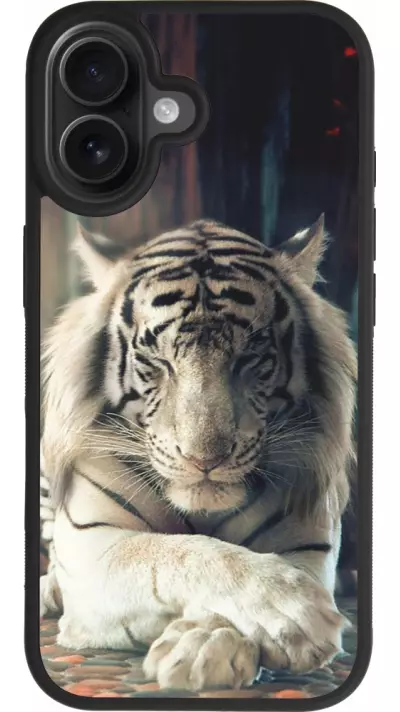 Coque iPhone 17 - Silicone rigide noir Zen Tiger Coque iPhone 17 - Silicone rigide noir Zen Tiger