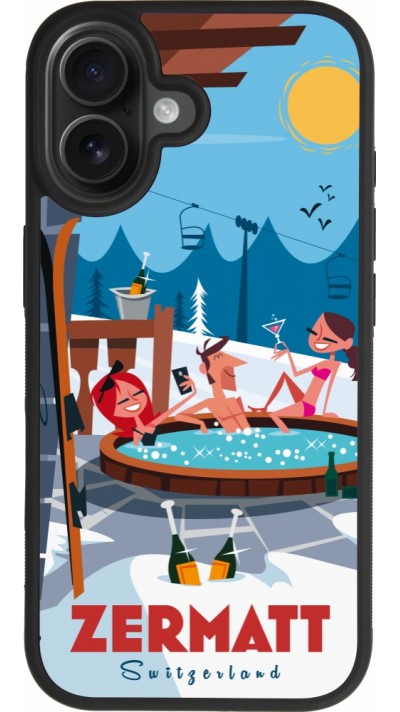 Coque iPhone 17 - Silicone rigide noir Zermatt Mountain Jacuzzi