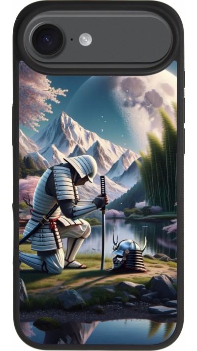 Coque iPhone Air - Silicone rigide noir Samurai Katana Lune