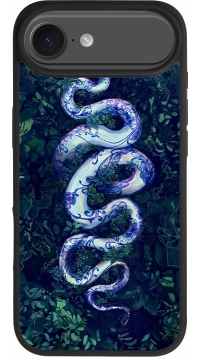 Coque iPhone Air - Silicone rigide noir Serpent Blue Anaconda