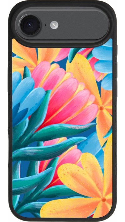 Coque iPhone Air - Silicone rigide noir Spring 23 colorful flowers