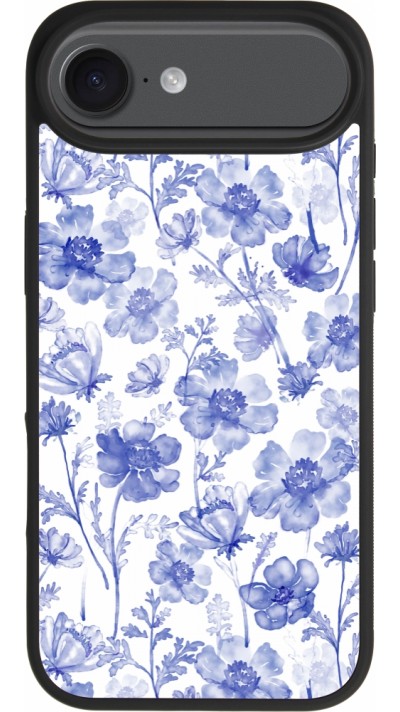 Coque iPhone Air - Silicone rigide noir Spring 23 watercolor blue flowers