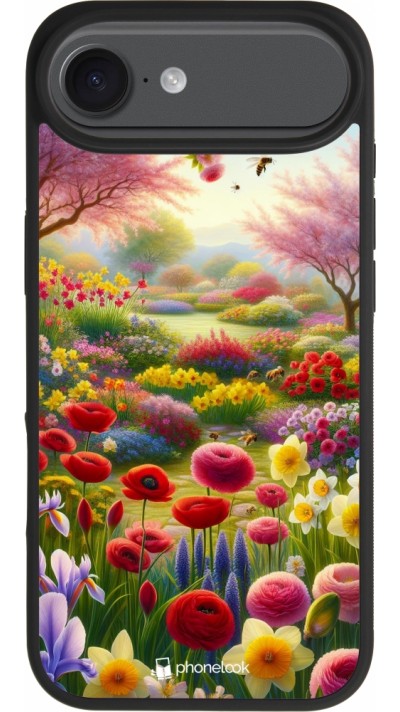 Coque iPhone Air - Silicone rigide noir Spring 25 Bouquet printemps