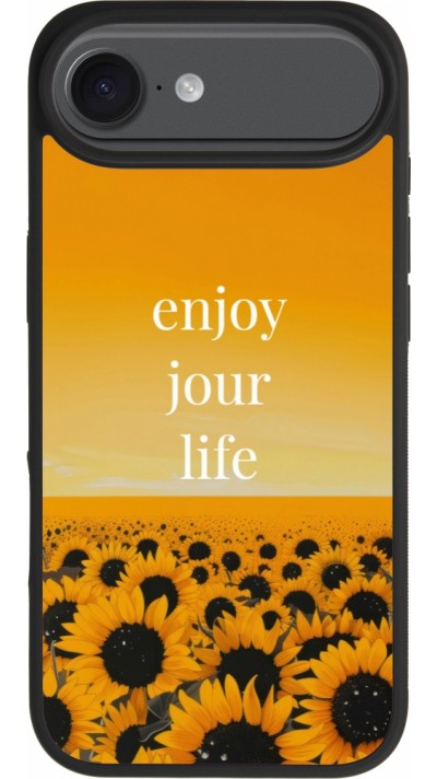 Coque iPhone Air - Silicone rigide noir Summer 2025 Enjoy your life