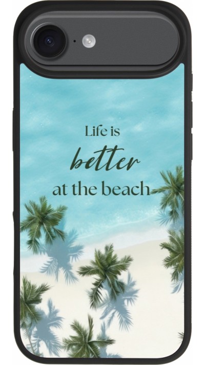 Coque iPhone Air - Silicone rigide noir Summer 2025 Life is better at the beach