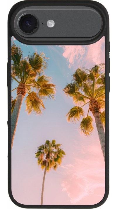 Coque iPhone Air - Silicone rigide noir Summer 2025 Palmiers