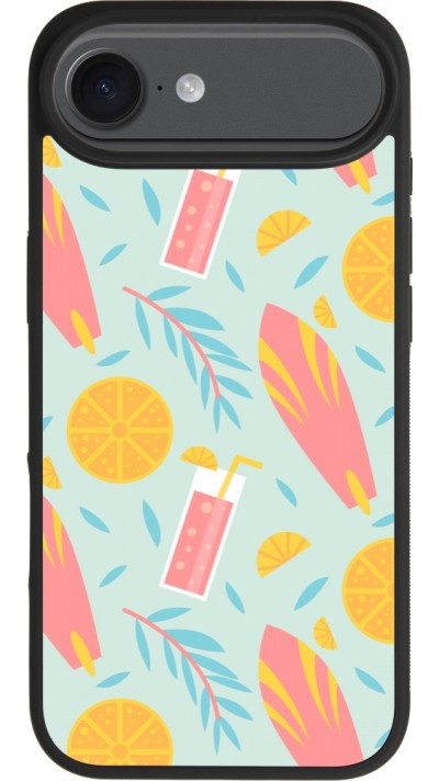 Coque iPhone Air - Silicone rigide noir Summer 2025 Pattern citron