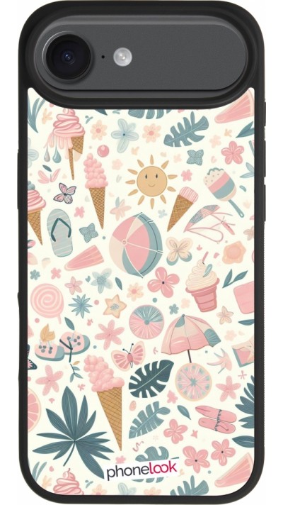 Coque iPhone Air - Silicone rigide noir Summer Pink Pattern