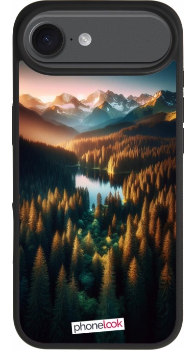 Coque iPhone Air - Silicone rigide noir Sunset Forest Lake