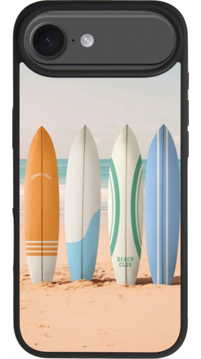 Coque iPhone Air - Silicone rigide noir Summer surfboard 2025