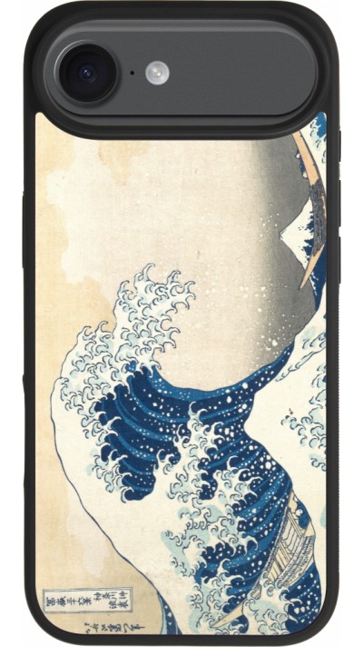 Coque iPhone Air - Silicone rigide noir Tableau art - La Grande Vague de Kanagawa - Hokusai