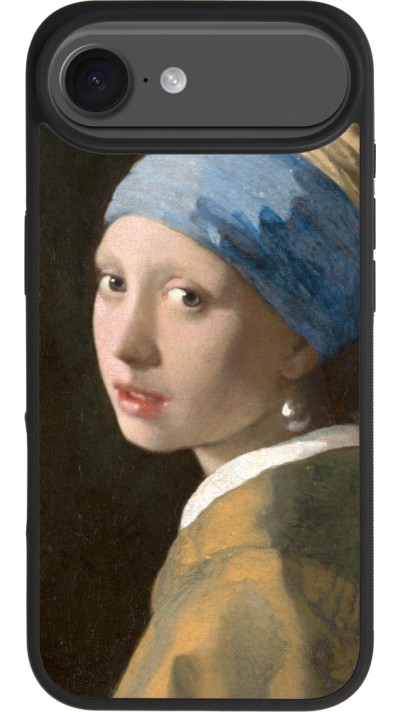 Coque iPhone Air - Silicone rigide noir Tableau art - La Jeune fille à la perle - Johannes Vermeer