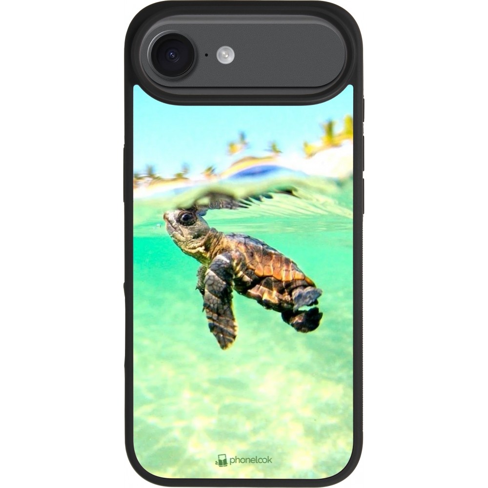 Coque iPhone Air - Silicone rigide noir Turtle Underwater