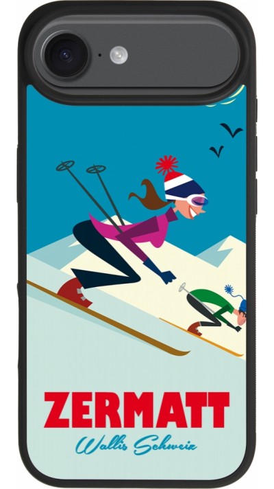 Coque iPhone Air - Silicone rigide noir Zermatt Ski Downhill