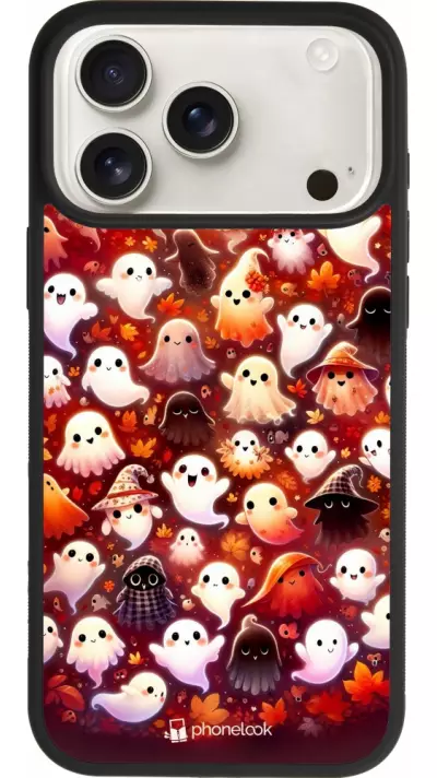 Coque iPhone 17 Pro Max - Silicone rigide noir Fantômes automne mignons Coque iPhone 17 Pro Max - Silicone rigide noir Fantômes automne mignons