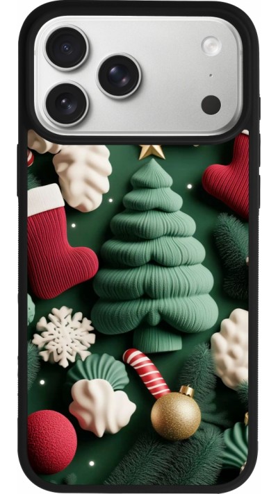 Coque iPhone 17 Pro Max - Silicone rigide noir Christmas 25 Christmas textiles