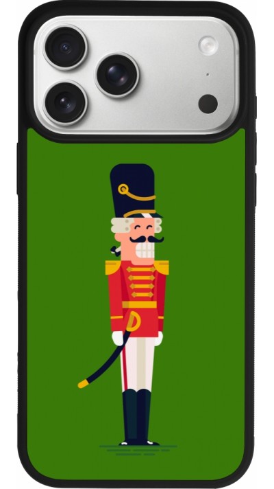 Coque iPhone 17 Pro Max - Silicone rigide noir Christmas 25 Nutcracker Green