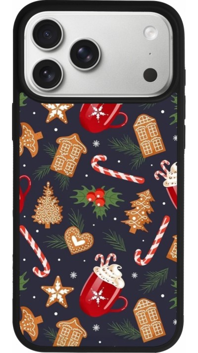 Coque iPhone 17 Pro Max - Silicone rigide noir Christmas 25 Pattern Gingerbread House