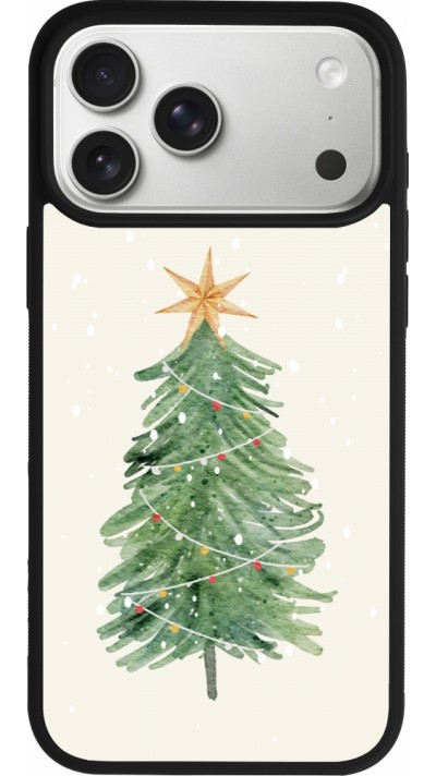Coque iPhone 17 Pro Max - Silicone rigide noir Christmas 25 Sketch Tree