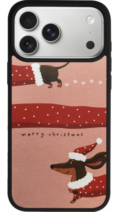 Coque iPhone 17 Pro Max - Silicone rigide noir Christmas 25 Teckel Merry Xmas