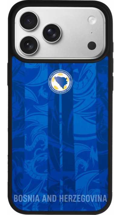 Coque iPhone 17 Pro Max - Silicone rigide noir Maillot de football Bosnie-Herzégovine 2026 personnalisable