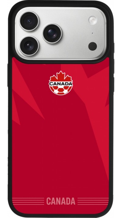 Coque iPhone 17 Pro Max - Silicone rigide noir Maillot de football Canada 2026 personnalisable