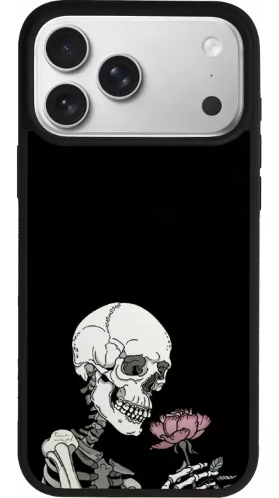 Coque iPhone 17 Pro Max - Silicone rigide noir Halloween 2023 rose and skeleton Coque iPhone 17 Pro Max - Silicone rigide noir Halloween 2023 rose and skeleton