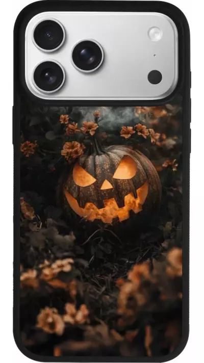 Coque iPhone 17 Pro Max - Silicone rigide noir Halloween 2025 Pumpkin with flowers Coque iPhone 17 Pro Max - Silicone rigide noir Halloween 2025 Pumpkin with flowers