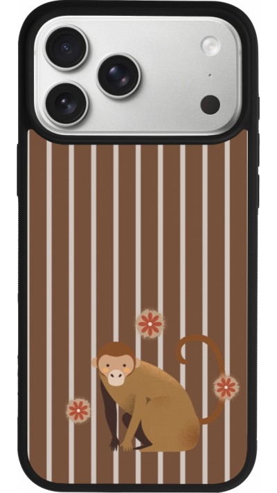 Coque iPhone 17 Pro Max - Silicone rigide noir Monkey with stripes