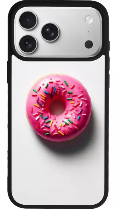 Coque iPhone 17 Pro Max - Silicone rigide noir Weißer Hintergrund, pinker Donut Coque iPhone 17 Pro Max - Silicone rigide noir Weißer Hintergrund, pinker Donut