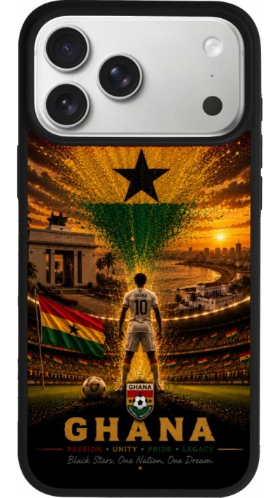 Coque iPhone 17 Pro Max - Silicone rigide noir Football Ghana splash 2026
