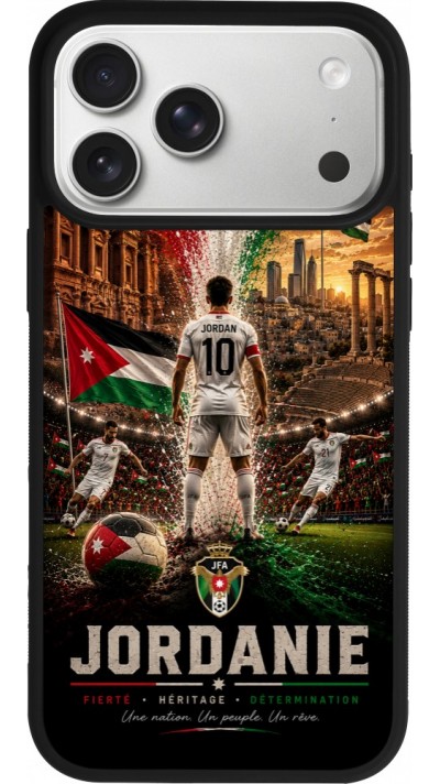 Coque iPhone 17 Pro Max - Silicone rigide noir Football Jordanie splash 2026