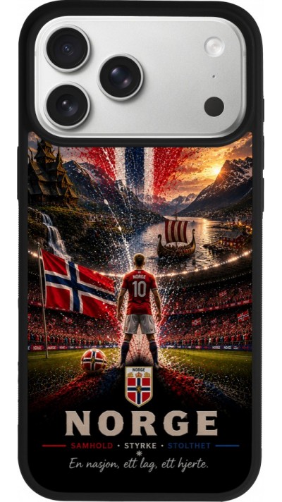 Coque iPhone 17 Pro Max - Silicone rigide noir Football Norvège splash 2026