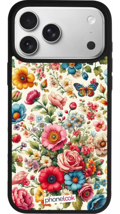 Coque iPhone 17 Pro Max - Silicone rigide noir Spring 25 printemps fleuri Coque iPhone 17 Pro Max - Silicone rigide noir Spring 25 printemps fleuri
